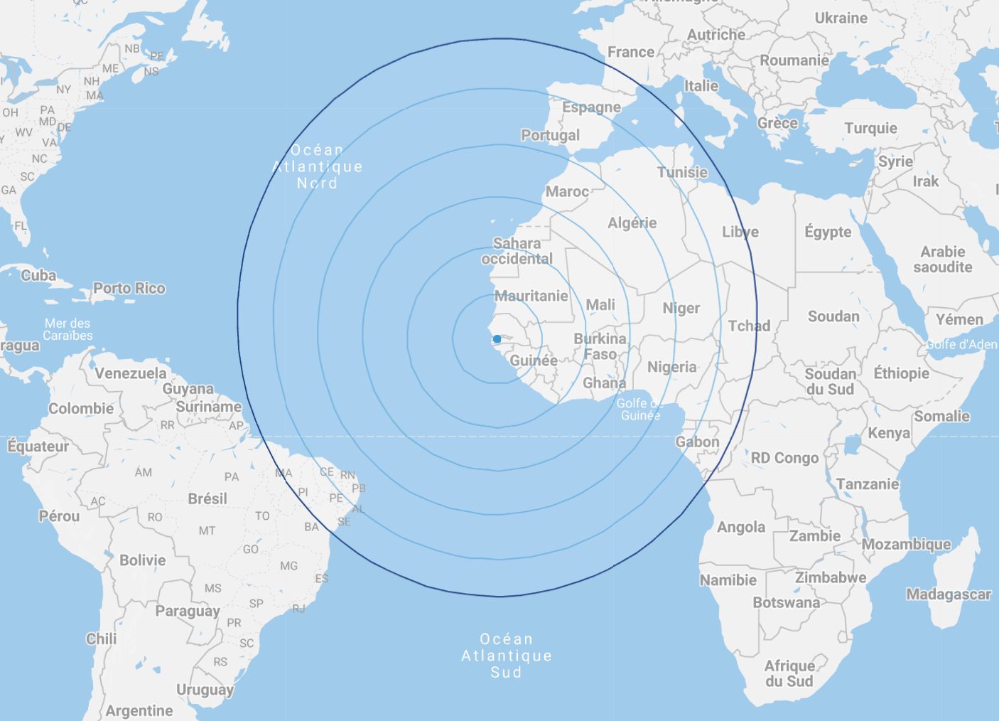 Depuis la Gambie, rejoindre l'Afrique de l'Ouest, le sud de l'Europe ainsi que le Brésil